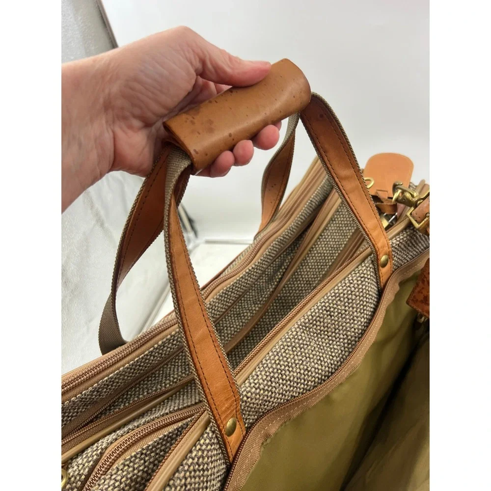 VTG Hartmann Leather Tweed Carry On Weekender Triple Compartment Expandable